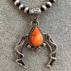 ❤️ Spiny Oyster Navajo Influence Decorative NAJA Pendant 11.1 Gm Snake Motif 2”L
